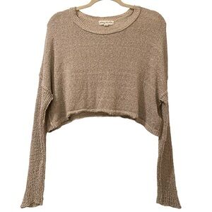Urban Outfitters Staring At Stars Open Knit Cropped Tan Beige L/S Sweater S/M
